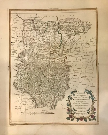 Zatta Antonio (1722-1804) Parte del Modenese, che comprende i Ducati di Modena, Reggio, e Mirandola, il Principato di Carpi, e Correggio, e la Provincia del Frignano. Di nuova projezione 1783 Venezia 